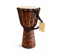 JIVE Djembe - Tambor africano de madera de caoba maciza tallada en profundidad, calidad profesional, 40,6 cm de alto