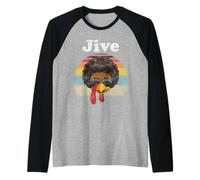 Jive Turkey Face Funny Día de Acción de Gracias Vintage Retro Style Camiseta Manga Raglan