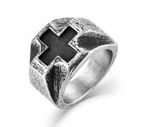 JIWOY Anillos de cruz vintage de acero inoxidable con martillo, titanio punk joyería para hombre, Acero inoxidable, Sin piedras preciosas