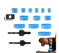 Jiwyunlu Juego de Sierras de Corona,Set de 13 Brocas para Taladro,Broca de sierra de corona - para taller, construcción, bricolaje, fabricación, madera blanda y contrachapado