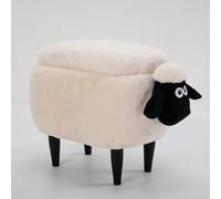 JixCJHj Faux Fur Vanity Stool Chair, Furry Makeup Stool Ottoman,con Espacio de Almacenamiento,con pies Antideslizantes,Mesa Auxiliar Pequeña para Sala de Maquillaje, Dormitorio(White)