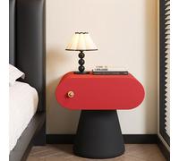 JixCJHj Mesita de Noche Estrecha ，Mesillas de Noches Pequeña，Mesa Auxiliar Alta， con 2 Niveles de Almacenamiento,con Patas de Madera Maciza，para Pasillo,Sala de Estar, Dormitorio(Red 1,40cm/16in)