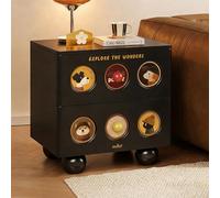 JixCJHj Mesita de Noche，Moderna Mesa Auxiliar ，Pequeña Mesitas de Noches，con 2 cajones，con Patas de Madera Maciza，para Dormitorio, Sala de Estar, Oficina(1,50cm/20in)