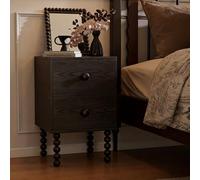 JixCJHj Mesita de Noche，Moderna Mesa Auxiliar ，Pequeña Mesitas de Noches，con Cajón, con 2 Niveles de Almacenamiento,con Patas de Madera Maciza，para salón, Dormitorio(Black)