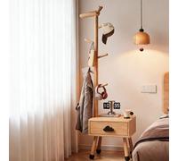 JixCJHj Mesita de Noche，Moderna Mesa Auxiliar ，Pequeña Mesitas de Noches，con cajón, con Espacio de Almacenamiento，Montaje Sencillo,Patas de Madera Maciza，para salón, Dormitorio(Wood1,Small)