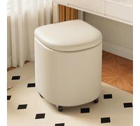 JixCJHj Moderno Redondo Taburete de tocador，Silla de Maquillaje ，con Espacio de Almacenamiento,Giratorio 360°,con Ruedas，Mesa Auxiliar Pequeña para Sala de Maquillaje, Dormitorio(White)