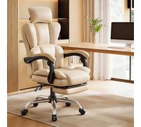 JixCJHj Sillón o Silla de Oficina Director cómodo,Sillas de Oficinas ergonómica,Función de Inclinación,Soporte Lumbar, con Reposapiés,con Ruedas,Ideal para Escritorio, Teletrabajo(White)