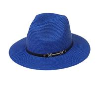 Jixin4you Mujeres Hombres Verano Paja Sombreros Panamá Floppy Ala ancha Fedora Sun Caps UPF50+ Viaje Clásico Cowboy Jardín Cap