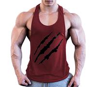 JiXuan Chaleco Hombres Sin Mangas Gimnasio Stringers Ropa de Culturismo Camisetas de algodón para Hombre Tank Top Vino Rojo L