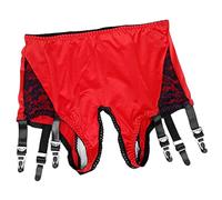 JiXuan Cinturón de Liga Nupcial sexy Mujeres Hombres Encaje Liguero de Boda Cinturón Entrepierna Abierta Medias Ligas Cinturón