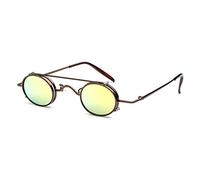 JiXuan Pequeño Redondo Steampunk Gafas de sol Hombres Mujeres Retro Clip de Metal en Steamrunk Gafas de sol Gafas Góticas Vintage