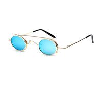 JiXuan Pequeño Redondo Steampunk Gafas de sol Hombres Mujeres Retro Clip de Metal en Steamrunk Gafas de sol Gafas Góticas Vintage