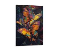 JIYAYCU Póster de animales con diseño de enjambre de mariposas, lienzo decorativo (60 x 90 cm)