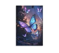 JIYAYCU Póster de animales con diseño de enjambre de mariposas, lienzo decorativo (60 x 90 cm)