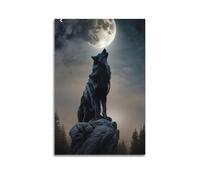 JIYAYCU Póster de animales con diseño de lobos que gruñen, cuadro decorativo sobre lienzo, 40 x 60 cm