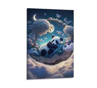 JIYAYCU Póster de animales con diseño de panda sobre nube, lienzo decorativo (60 x 90 cm)