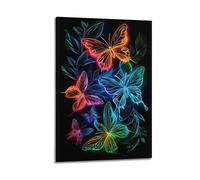 JIYAYCU Póster de animales, diseño de enjambre de mariposas brillantes, pintura decorativa, lienzo de 20 x 30 cm