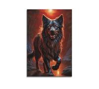 JIYAYCU Póster de animales El lobo que camina lentamente, lienzo decorativo (40 x 60 cm)