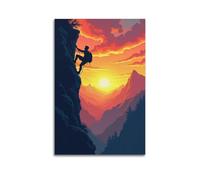JIYAYCU Póster de deportes extremos, puesta de sol, desafío de escalada en roca, pintura decorativa, lienzo artístico, imagen artística de 50 x 75 cm