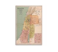 JIYAYCU Póster de mapa clásico de Palestina en el tiempo de Cristo, cuadro decorativo en lienzo, 40 x 60 cm