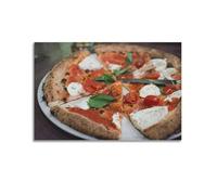 JIYAYCU Póster de pizza de cocina italiana, mozzarella fresca, albahaca, tomate, cocina, pintura decorativa, lienzo artístico, imagen artística de 60 x 90 cm