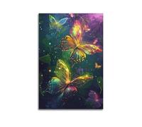 JIYAYCU Póster decorativo de enjambre de mariposas brillantes, 40 x 60 cm