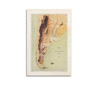 JIYAYCU Póster decorativo de mapa de Argentina en relieve retro, 30 x 45 cm