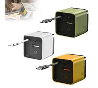 JIYIHENKEAI Cargador 3 en 1, retráctil, con enchufe de pared, cable tipo C y 2 puertos USB, módulo de carga rápida escalable de 80 W máx. para teléfono y portátil.(Green+White+Yellow)