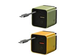 JIYIHENKEAI Cargador 3 en 1, retráctil, con enchufe de pared, cable tipo C y 2 puertos USB, módulo de carga rápida escalable de 80 W máx. para teléfono y portátil.(Yellow+Green)