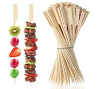 JIYIN 100 Pinchos de Madera, 20cm brochetas de bambú brochetas de madera brochetas para asar a la parrilla, brochetas de shish kebab para parrillas de frutas