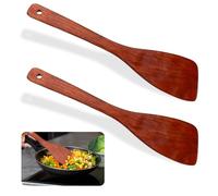 JIYIN 2 Rasquetas Espátulas de Madera para Cocinar, 33 cm, Espátulas de Madera, Cucharas de Madera, para Cocina, Restaurante, Cocina, Ideal para Sartén/Wok