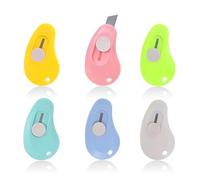 JIYIN 6 cuchillos de corte pequeños, mini cortador de cajas, abrecartas, abrecartas, abrecajas portátil, cuchillo de cartón retráctil, papelería para cartón, papel
