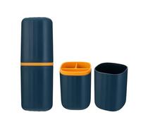 JIYIN Estuche para cepillos de dientes, 3 en 1, caja de plástico para cepillos de dientes, portátil, funda protectora para viajes de negocios, camping, casa o escuela, azul oscuro, normal