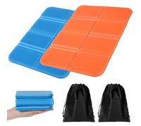 JIYIN Juego de 2 cojines de asiento plegables para exteriores, frío, humedad, suciedad, para exteriores, para senderismo, estadio y viajes, equipamiento para viajes al aire libre (azul + naranja)