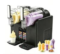 JIYINGHUI Máquina para Granizados Y Helados 2 En 1, 7 Programas Preestablecidos, Doble Depósito, Pantalla LED, Autolimpieza, para Margaritas, Frappés Y Batidos, para Uso Doméstico Y Comercial Black
