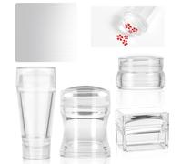 JIYN 8 piezas de sellos de uñas francesas, sello de doble punta de silicona con rascador para manicura francesa casa DIY uñas