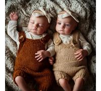 JIZHI Bebe Reborn Mellizos - 20 Pulgadas Realista Muñecas Bebé Niño con Cuerpo de Algodón - Originales Muñecos Uno Está Dormido, el Otro Tiene los Ojos Abiertos