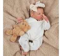 JIZHI Muñeca Reborn de 17 Pulgadas Muñeca de Bebé Realista para Niña Recién Nacida Vinilo Suave Realista Lavable como Juguetes Reales para Bebés, Regalo para Niños,Blanca