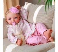 JIZHI Muñecas Reborn Bebé Niña 17 Pulgadas Realistas Recién Nacidas Muñeca de Bebé Realista con Cuerpo de Tela Suave Ojos Abiertos con Set de Regalo para Niños Mayores de 3 Años