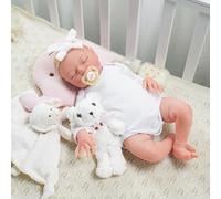 JIZHI Muñecas Reborn Bebés de 43 cm Muñeca Realistas para Recién Nacidas Cuerpo de Tela Suave Niñas Durmiendo Renacido con Caja de Regalo para Niños Mayores de 3 Años