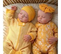 JIZHI Muñecas Reborn Gemelas - Bebé recién Nacido Realista de 20 Pulgadas con extremidades de Vinilo Suave, muñecas gemelas realistas con Ropa para niños Mayores de 3 años