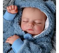 JIZHI Reborn Muñeca Realista Niño 20 Pulgadas - Muñecas Realistas Hechos a Mano Llevando un Oso Azul Ropa - Bebé Recién Nacido con Accesorios de Juguete