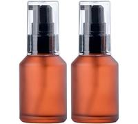 Jizlan 2 botellas vacías de 30 ml, color marrón, recargables, para muestras de cosméticos, con cabezal de bomba de plástico negro, ideal para cremas, sueros, emulsiones, embalaje de viaje, geles de