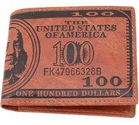 Jizlan Portatarjetas de cuero para hombre con billete de 100 dólares, color marrón, Marrón, Bifold
