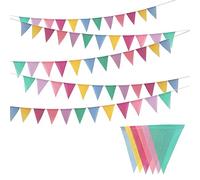 Jizxol Guirnalda de banderines para Exteriores, Resistente a la Intemperie, banderines de Tela de imitación de Lino, decoración para Bodas, Fiestas, cumpleaños(60 Unidades)