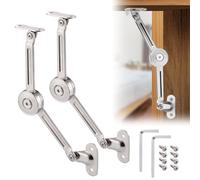 JIZZU 2 Pcs Bisagra Cierre Suave de Soporte de Tapa con tornillo y llave hexagonal, Bisagra Abatable Niquelado Satinado 40lb, Bisagras Plegables Elevables