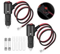 JIZZU 2Pcs Cable de Extensión para Mechero Coche con Interruptor 14AWG 55cm, adaptador mechero coche a enchufe con 15A Fusibles, enchufe mechero coche para 12V/24V coche caravana autocaravana moto