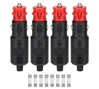 JIZZU 4 Unidades Enchufe Mechero 12V/24V con Interruptor, Toma Mechero Coche con Fusible de 10A Conector Macho para Coche, Camión, Coche, Moto