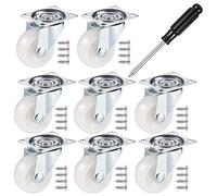 JIZZU 8PCS Ruedas Giratorias con 1Destornillador y Tornillo, PU Ruedas para Muebles Pesados para DIY, Trolley Mueble Rueda con Cabeza Giratoria de Rodamiento de Bolas Dobles(Altura 50mm/2pulgada)