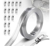 JIZZU Abrazaderas Metalicas para Tubos,5M Abrazadera Tubo with 16 sujetadores más fuertes Abrazadera ajustable de gusano grande para conectar cables de tuberías…